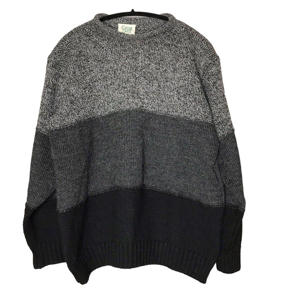 Carraig Donn Wool Sweater Pullover Roll Neck Ireland Colour Block Men's Large